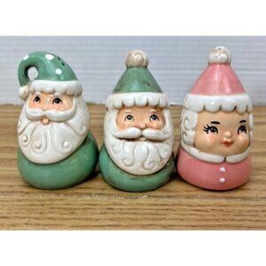 Johanna Parker Design Santa & Mrs Claus Salt Pepper Shaker Turquoise Pink +Bonus